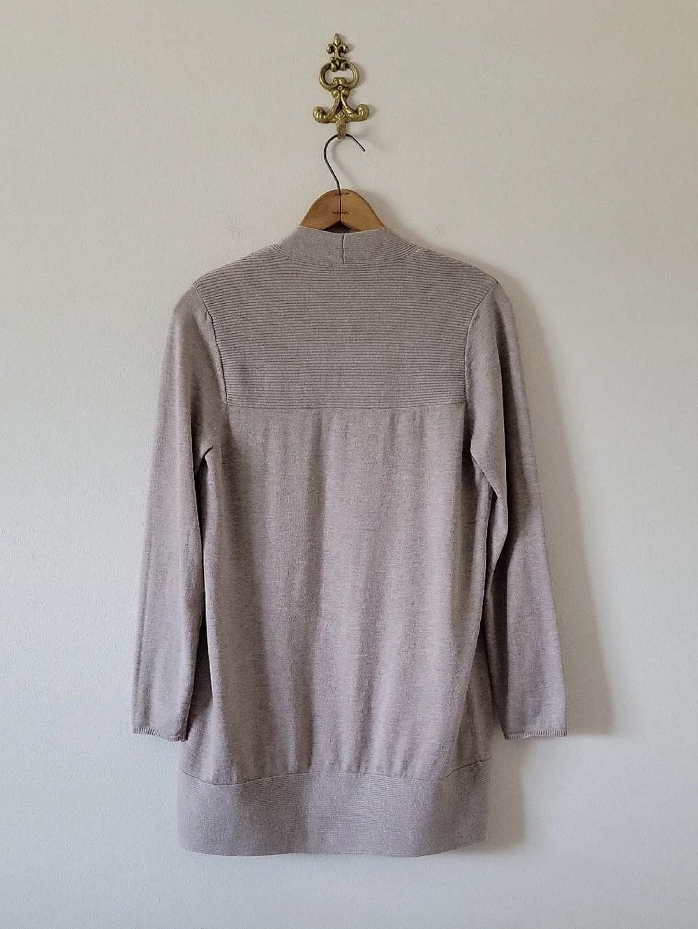 Chico's‎ Taupe Lightweight Rib Mix Open Front Cardigan Size Medium